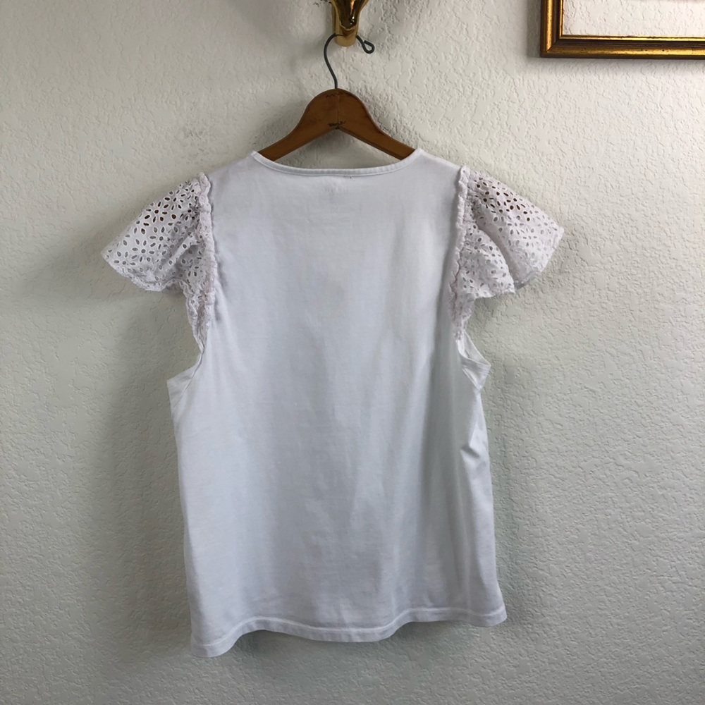 Kate Spade Eyelet Mixed Media Tee In White - Picture 3 of 6
